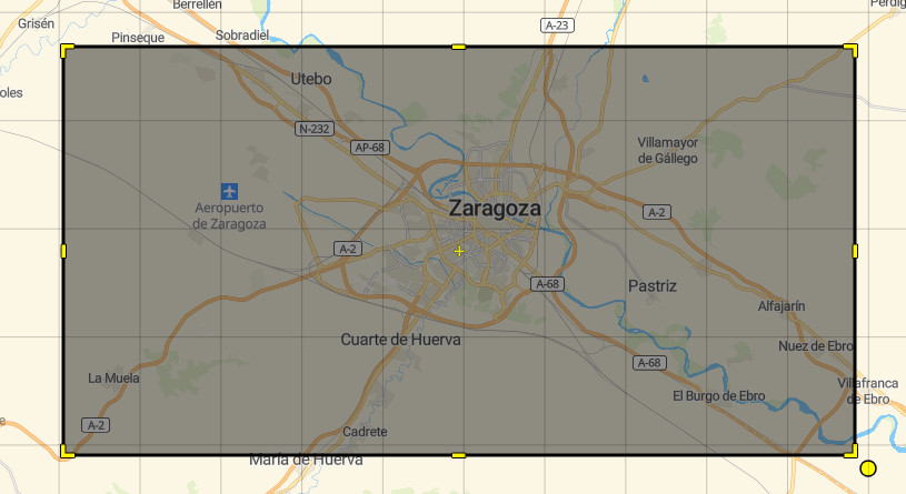 Rectángulo área de Zaragoza(fuente: visor klokantech.com)